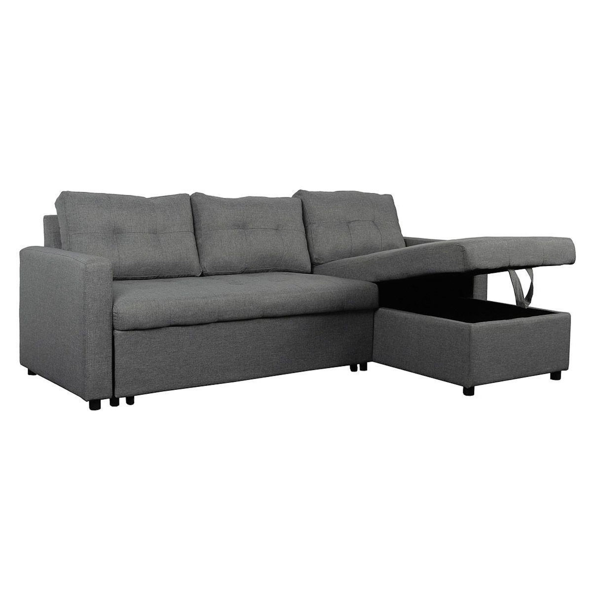 Paris Prix Canapé d'Angle Convertible Tissu  Corto  221cm Gris