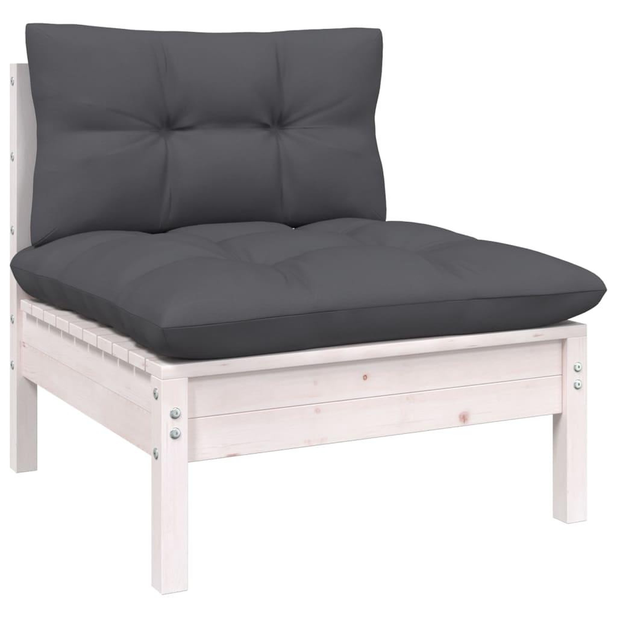 Voir la diapositive 3 : VIDAXL Salon de jardin 14 pcs avec coussins blanc bois de pin solide