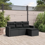 VIDAXL Salon de jardin 4 pcs avec coussins noir resine tressee