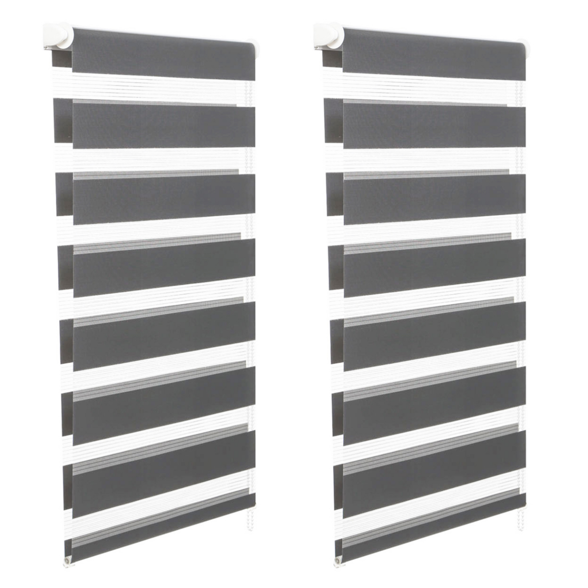ID MARKET Lot de 2 stores enrouleurs zébrés jour nuit l.40 x H. max 170 CM gris
