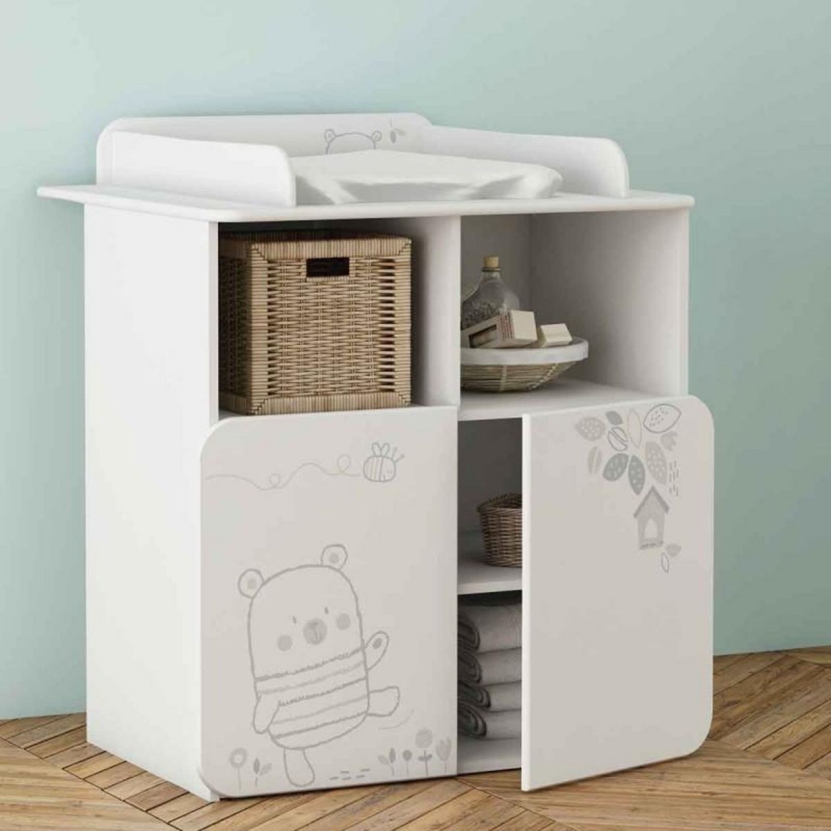 Paris Prix Commode Plan à Langer  Pitt  110cm Blanc & Gris