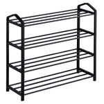 IDIMEX Étagère à chaussures TRALEE à quatre niveaux, en métal et plastique. Coloris disponibles : Noir, Gris