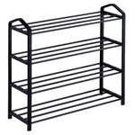 IDIMEX Étagère à chaussures TRALEE à quatre niveaux, en métal et plastique. Coloris disponibles : Noir, Gris