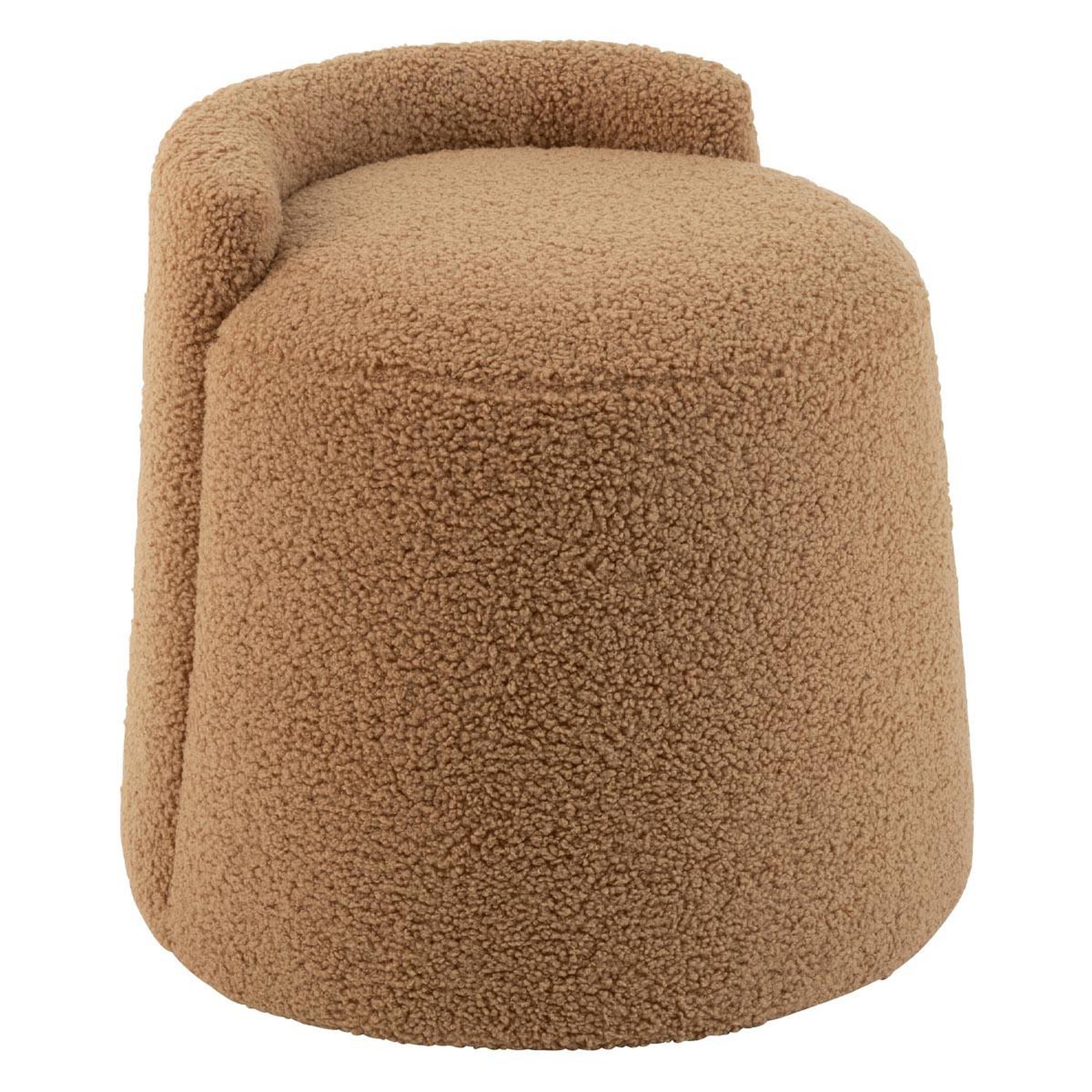J-LINE Pouf design bouclette  teddy  40cm camel