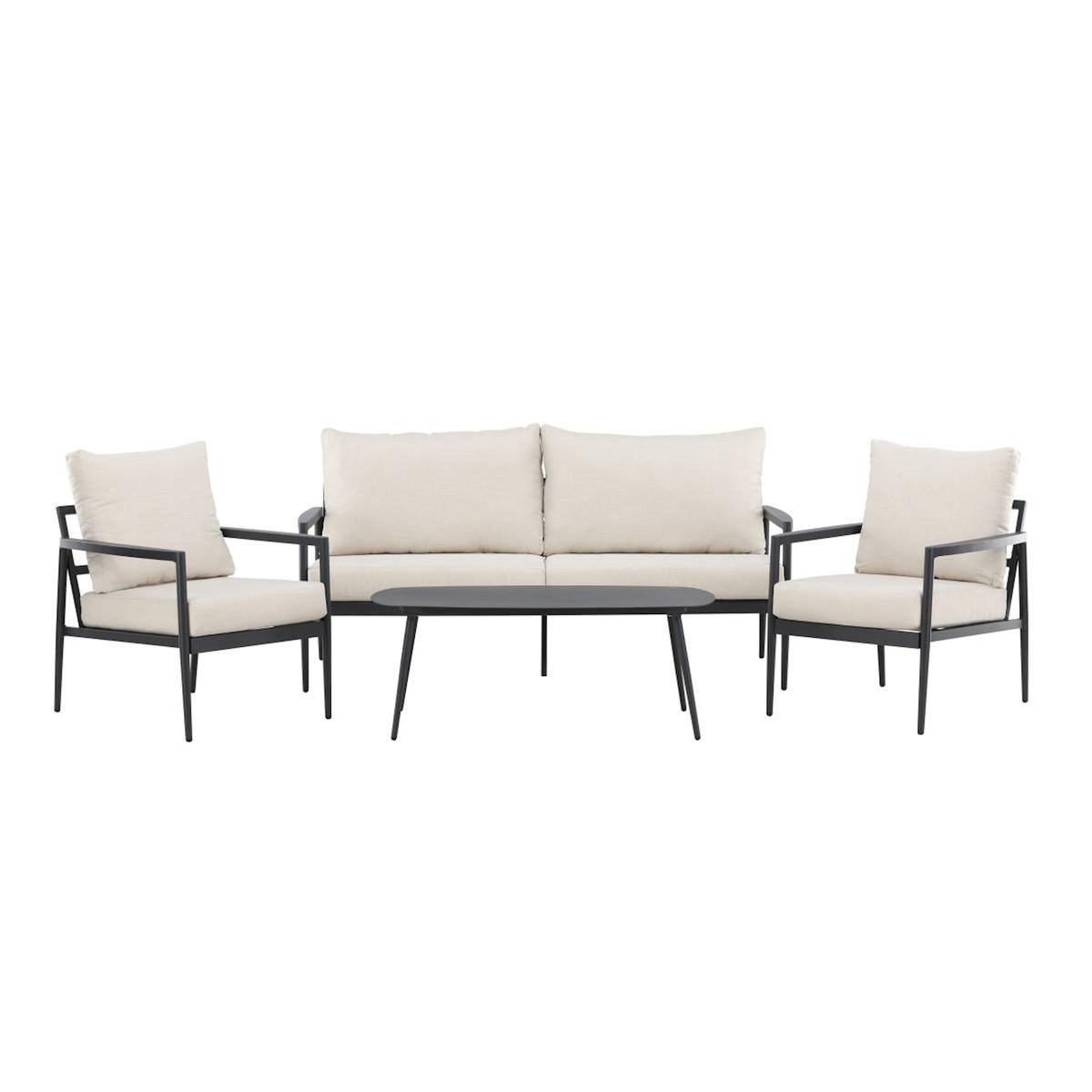 Paris Prix Salon de Jardin 4 Places  Taromina  176cm Noir