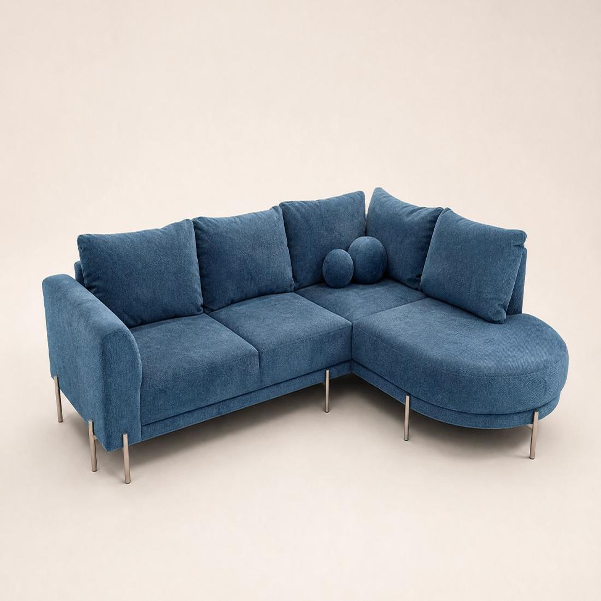 Voir la diapositive 3 : BEST MOBILIER Gabin - canapé d'angle droit 5 places en velours texturé