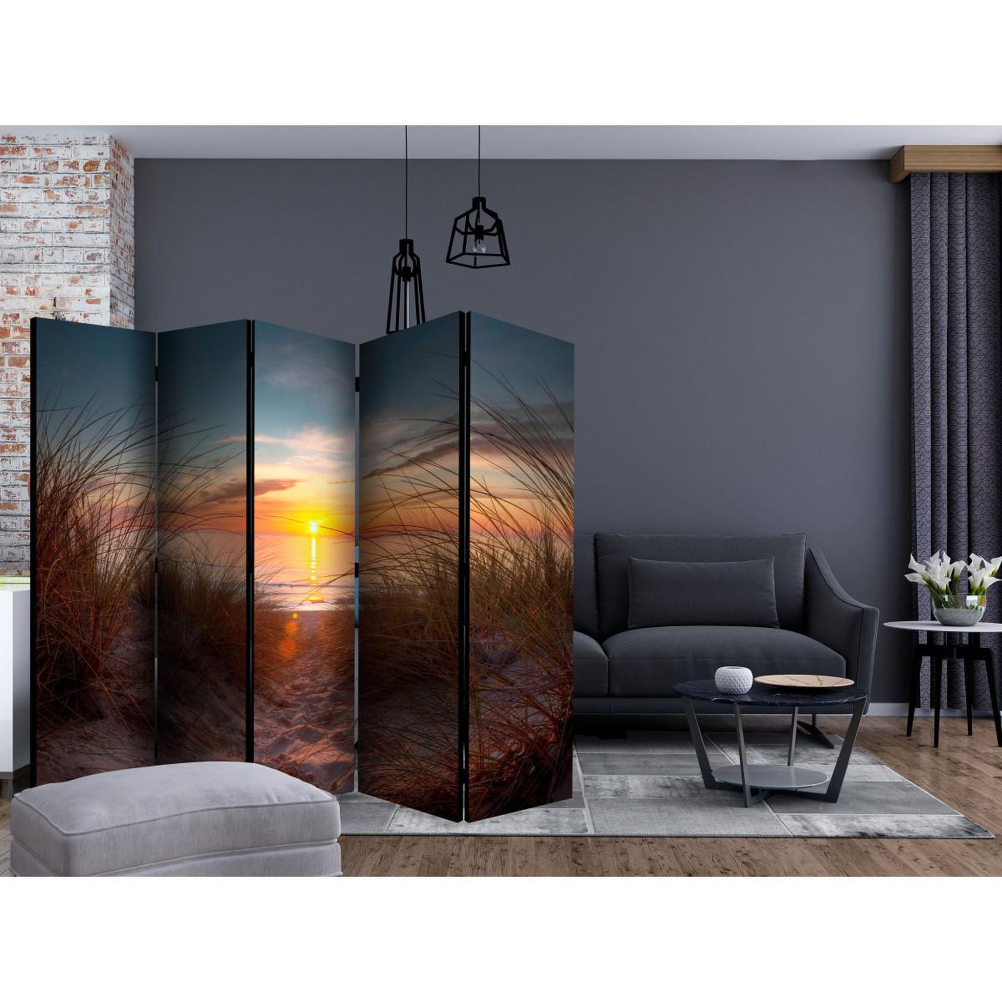Voir la diapositive 2 : Paris Prix Paravent 5 volets  sunset over the atlantic ocean  172x225cm