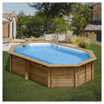 GRE Piscine tubulaire ovale - Bois - 5,35x5,35x1,17 - CANNELLE 2