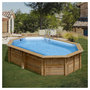 Voir la diapositive 1 : GRE Piscine tubulaire ovale - Bois - 5,35x5,35x1,17 - CANNELLE 2