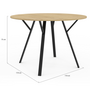 Voir la diapositive 4 : ID MARKET Table à manger ronde YSEULT 4-6 personnes bois et noir design industriel 110 cm
