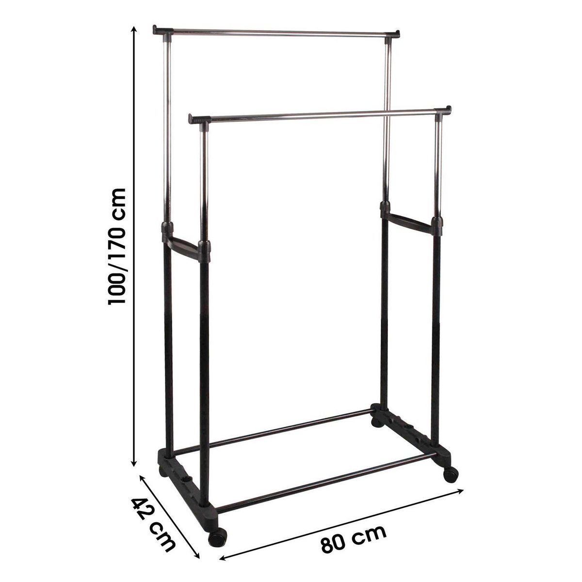 DIVERS Double penderie mobile Pendo - L. 80 x H. 170 cm - Noir