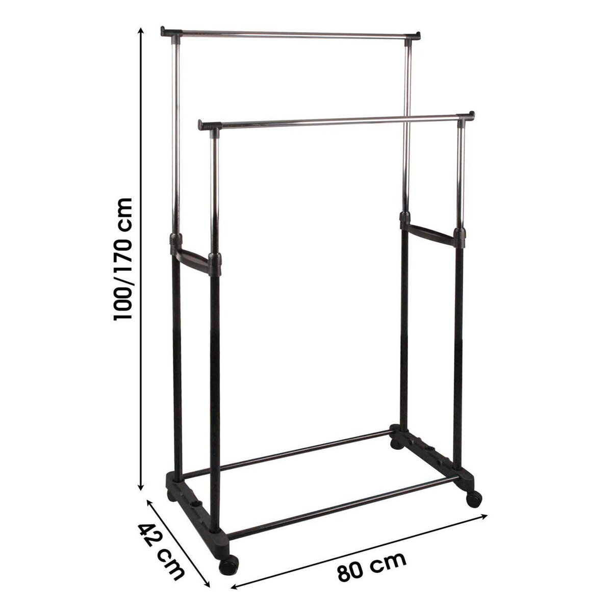 DIVERS Double penderie mobile Pendo - L. 80 x H. 170 cm - Noir