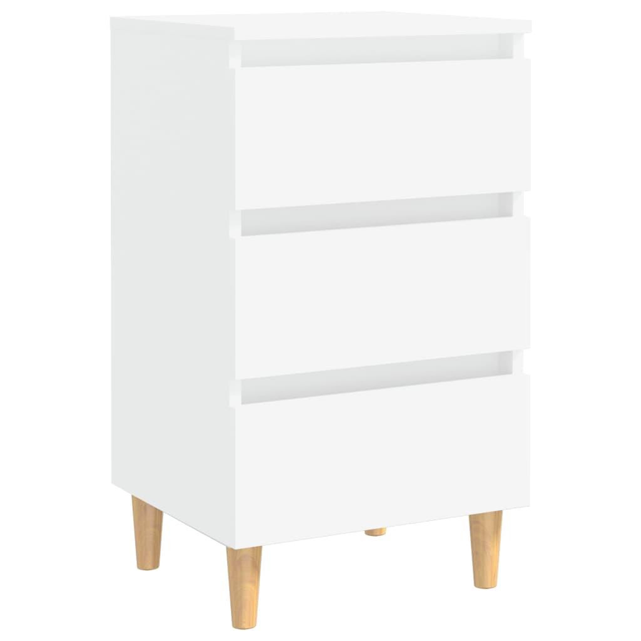 Voir la diapositive 2 : VIDAXL Table de chevet avec pieds en bois solide Blanc 40x35x69 cm