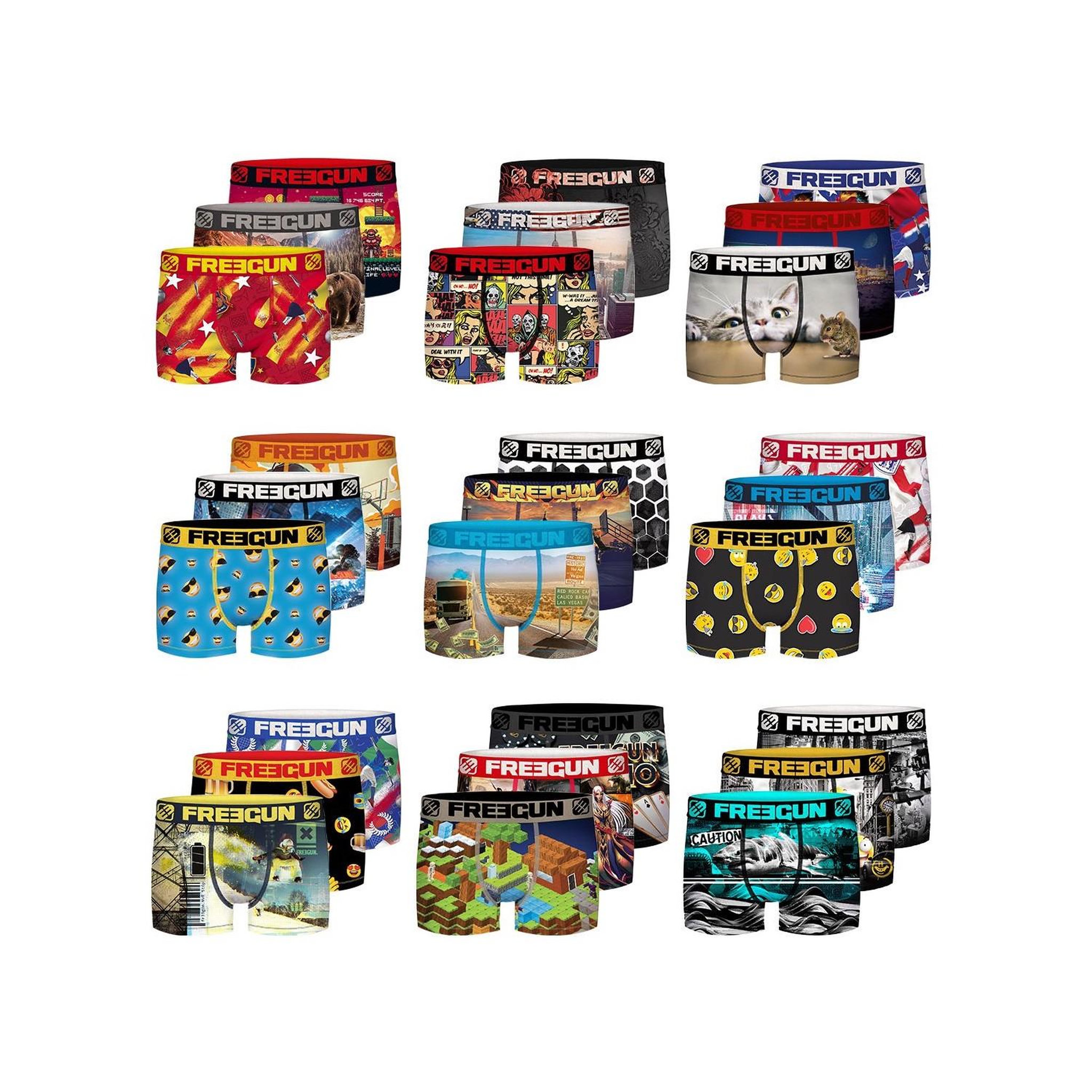 Voir la diapositive 3 : FREEGUN Pack Surprise de 12 Boxers microfibre enfant