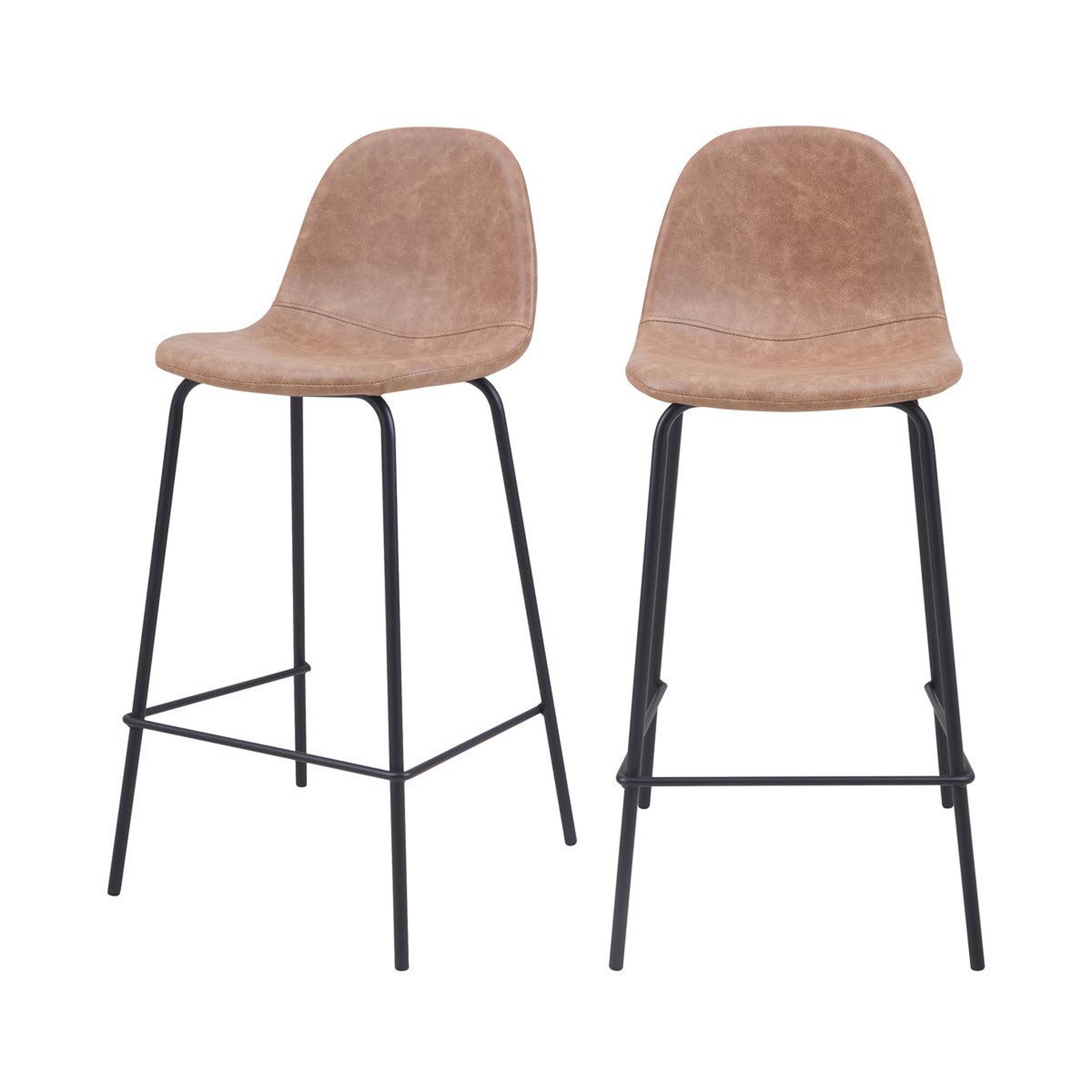 MAISON PAVANE Lot de 2 chaises pour îlot central 65 cm en cuir synthétique taupe-henrik