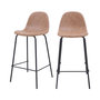 Voir la diapositive 1 : MAISON PAVANE Lot de 2 chaises pour îlot central 65 cm en cuir synthétique taupe-Henrik