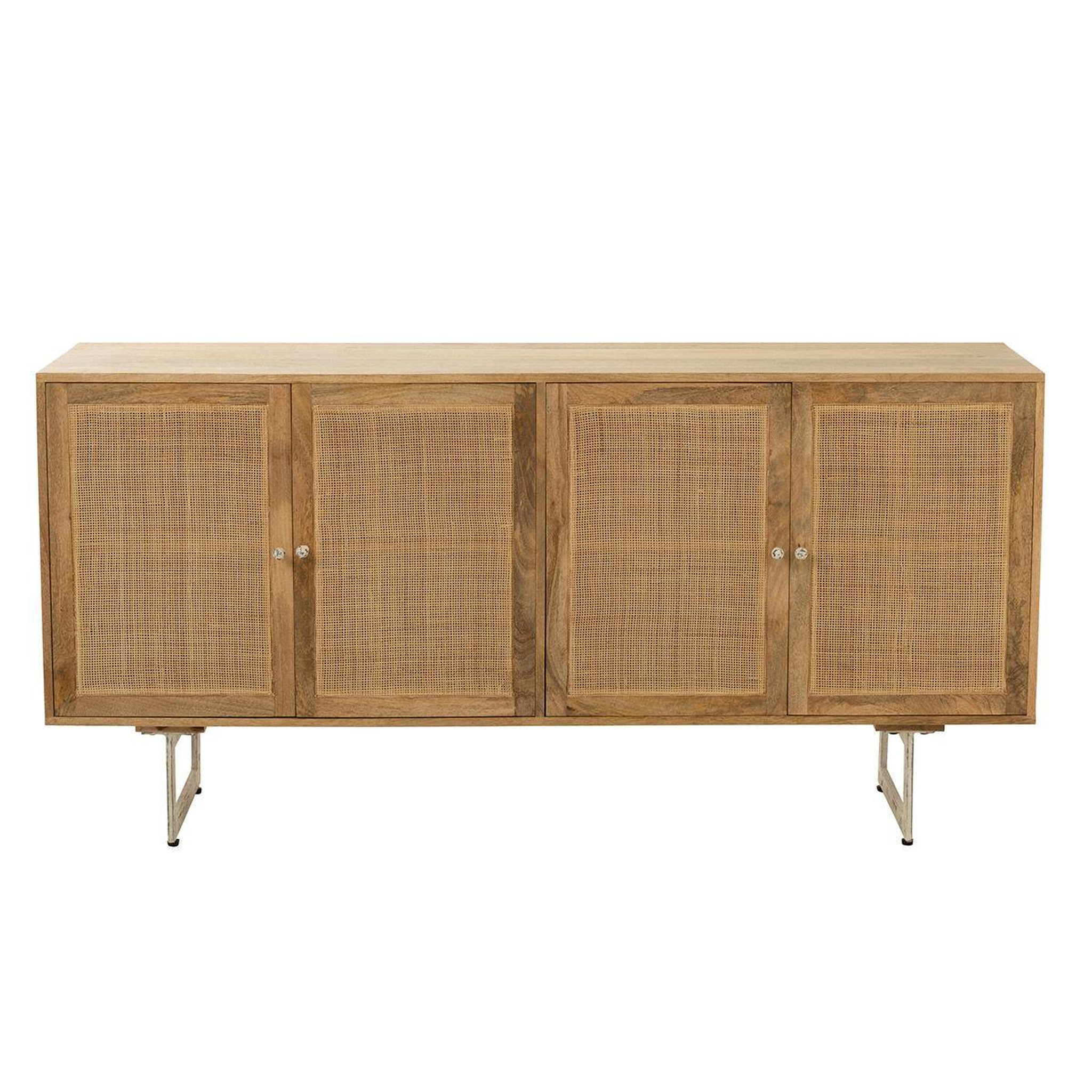 Voir la diapositive 2 : J-LINE Buffet en Bois 4 Portes  Weaving  170cm Naturel