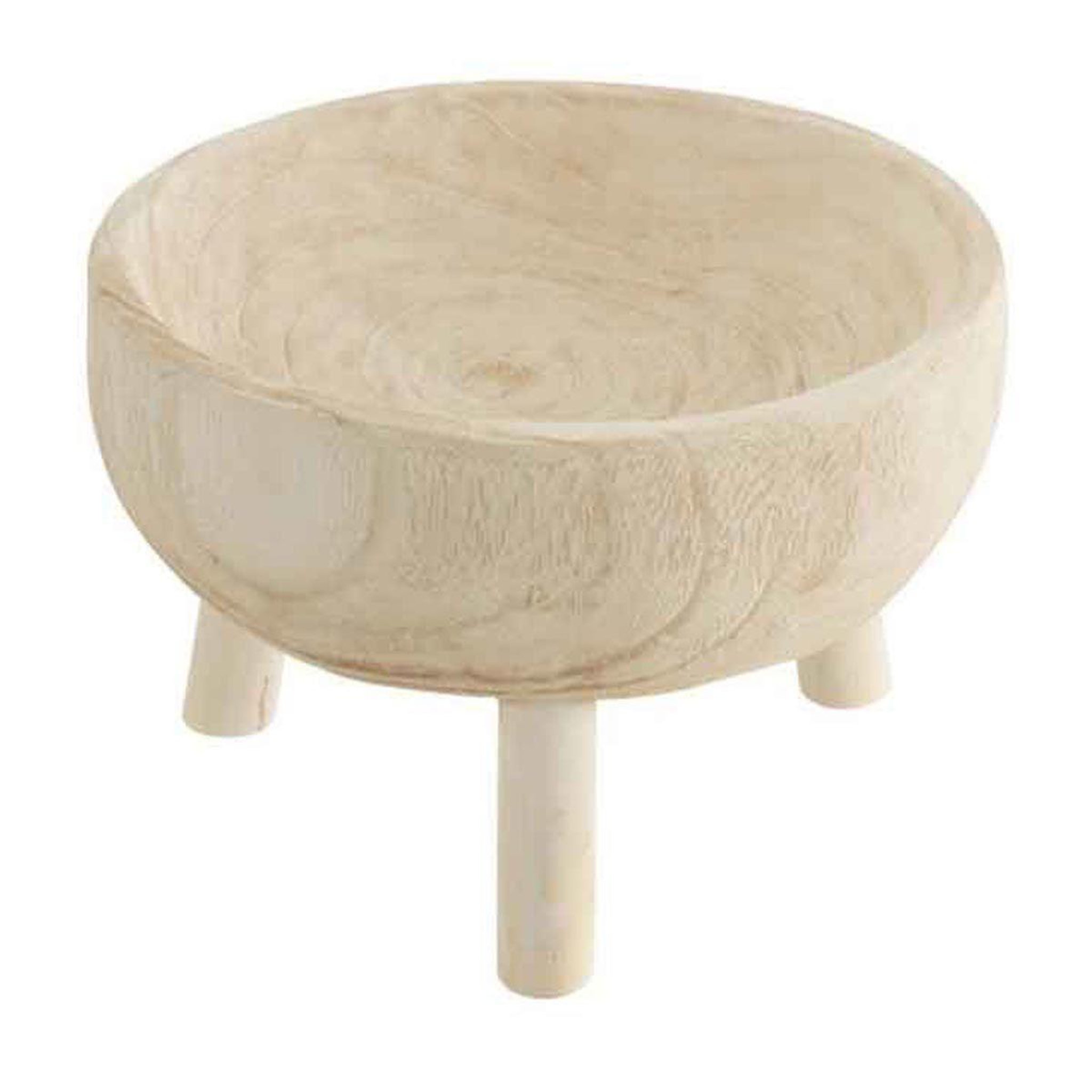 J-LINE Coupelle sur trépied en bois  jenny  28cm blanc