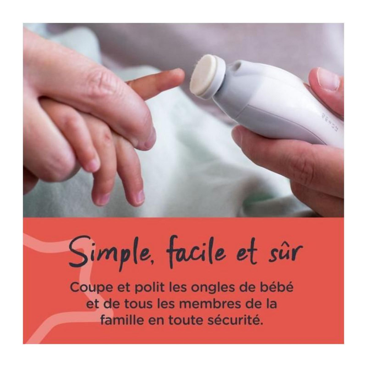 TOMMEE TIPPEE Lime a ongles électrique - TOMMEE TIPPEE - Coupe-ongles - Eclairage LED - 6 tetes de limage - Bébé et adulte