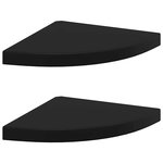 VIDAXL Etageres d'angle flottantes 2 pcs noir 35x35x3,8 cm MDF