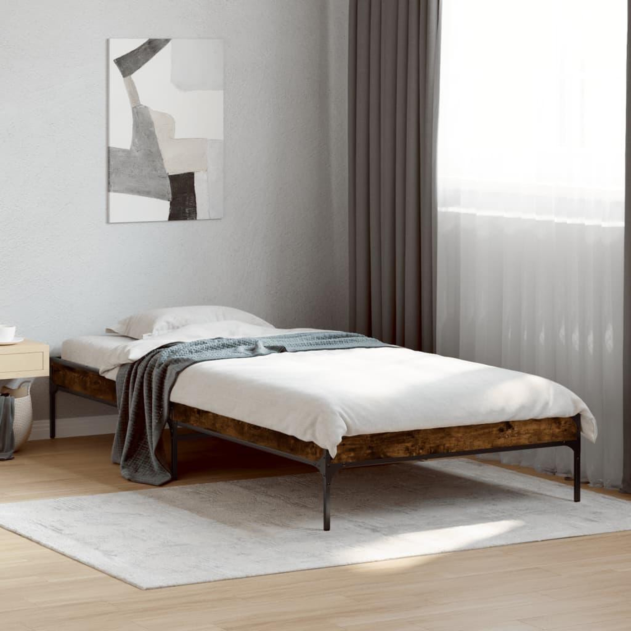 VIDAXL Cadre de lit sans matelas chene fume 90x190 cm