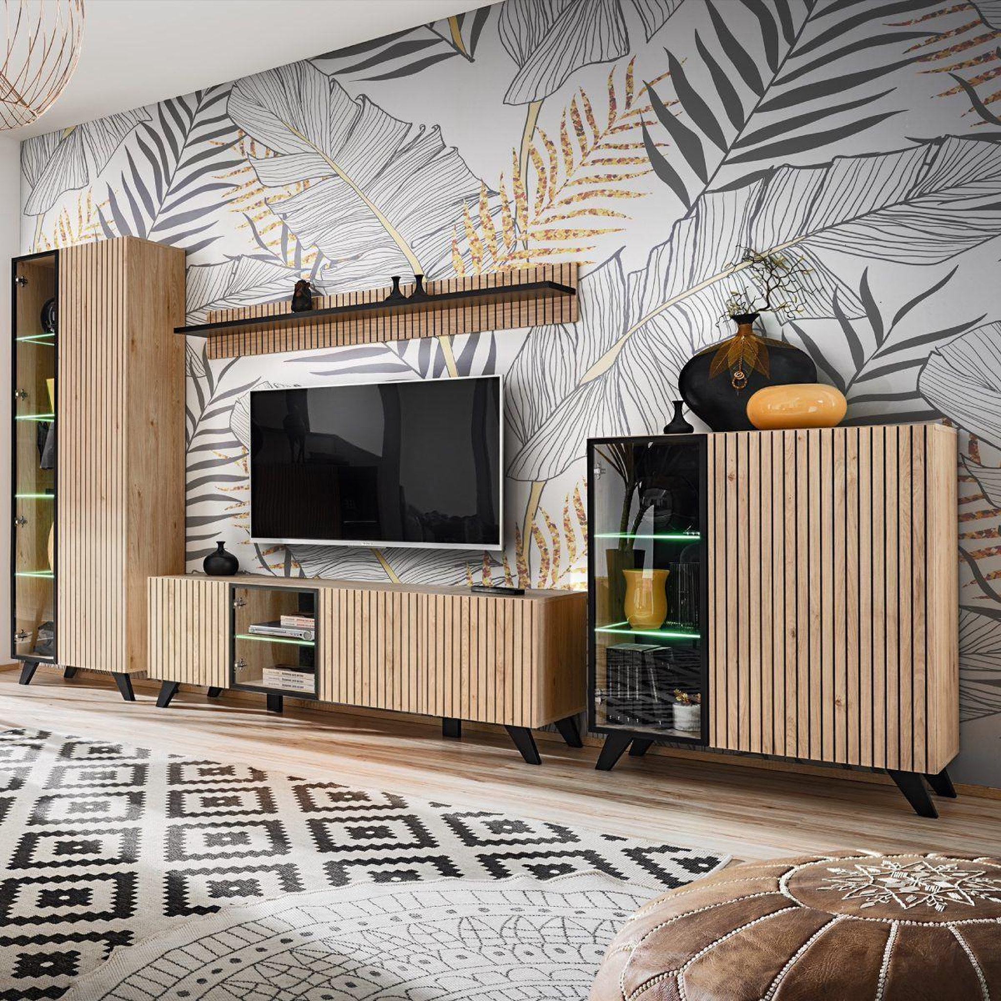 Paris Prix Ensemble meuble tv  liam  320cm naturel & noir