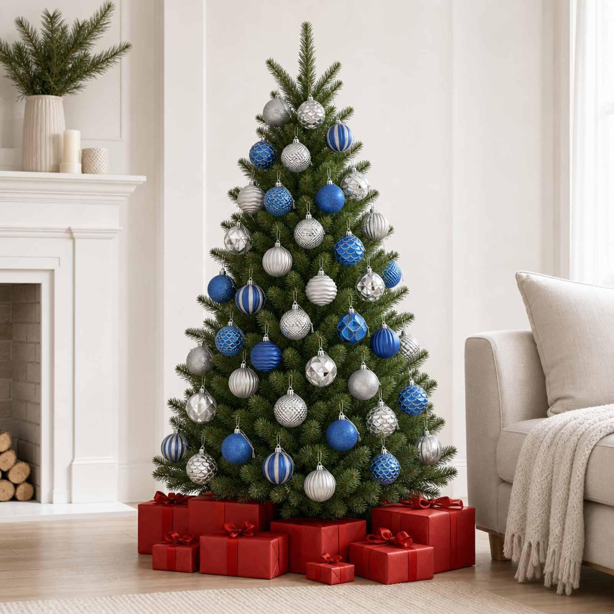 Voir la diapositive 2 : VIDAXL Ensemble de boules de Noël 36 pc Bleu et argente Diam. 6 cm