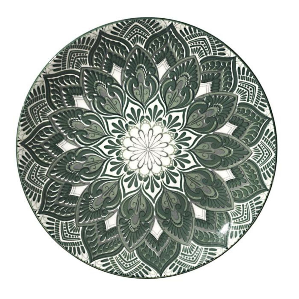 Paris Prix Service de Table 12 Pièces  Mandala  27cm Vert