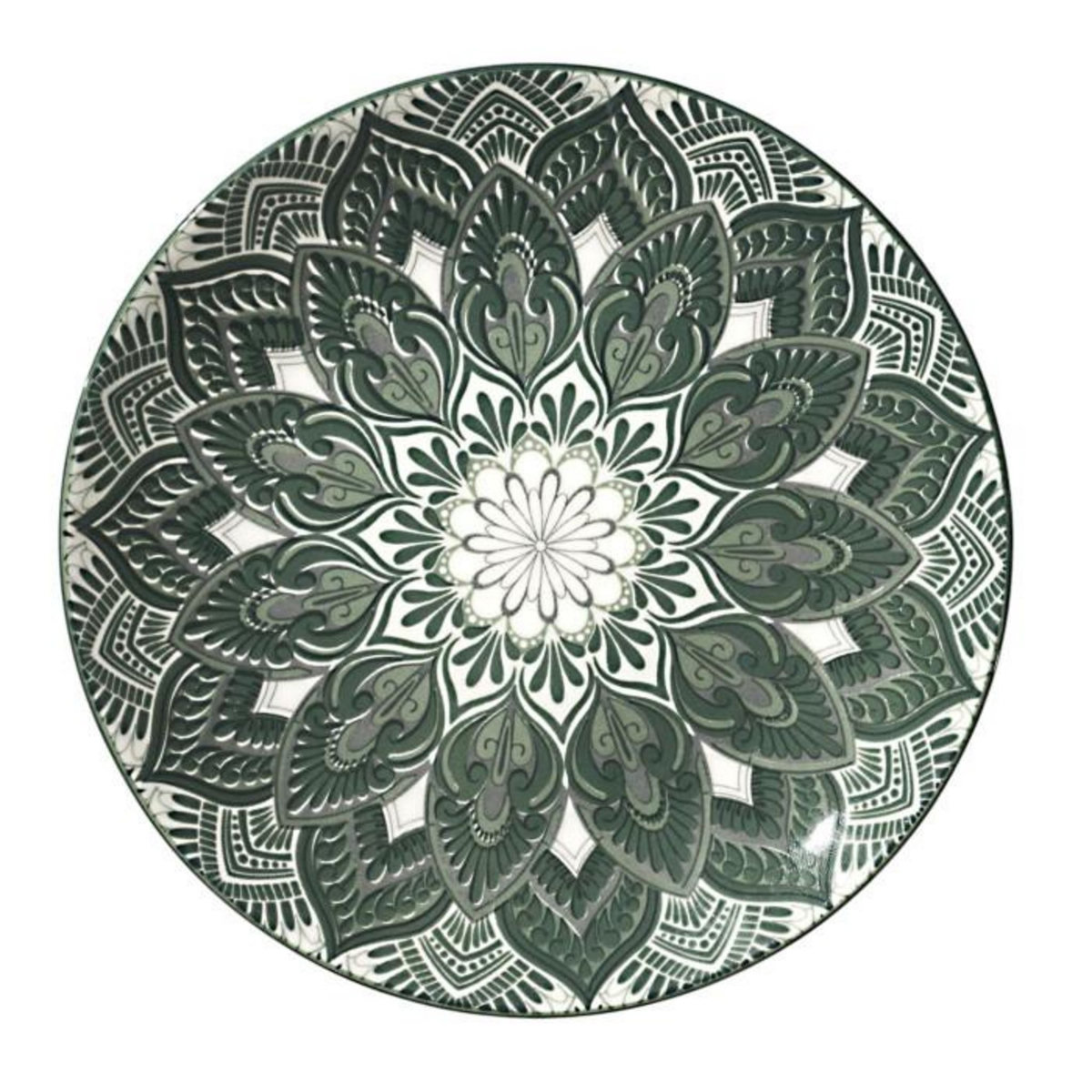 Paris Prix Service de Table 12 Pièces  Mandala  27cm Vert