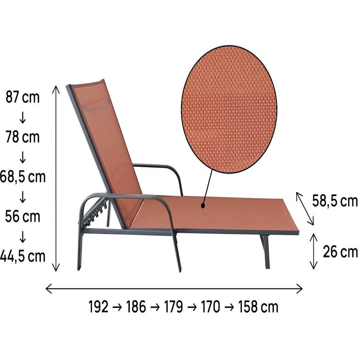 Habitat et Jardin Lot de 2 bains de soleil en métal  Farniente - Terracotta