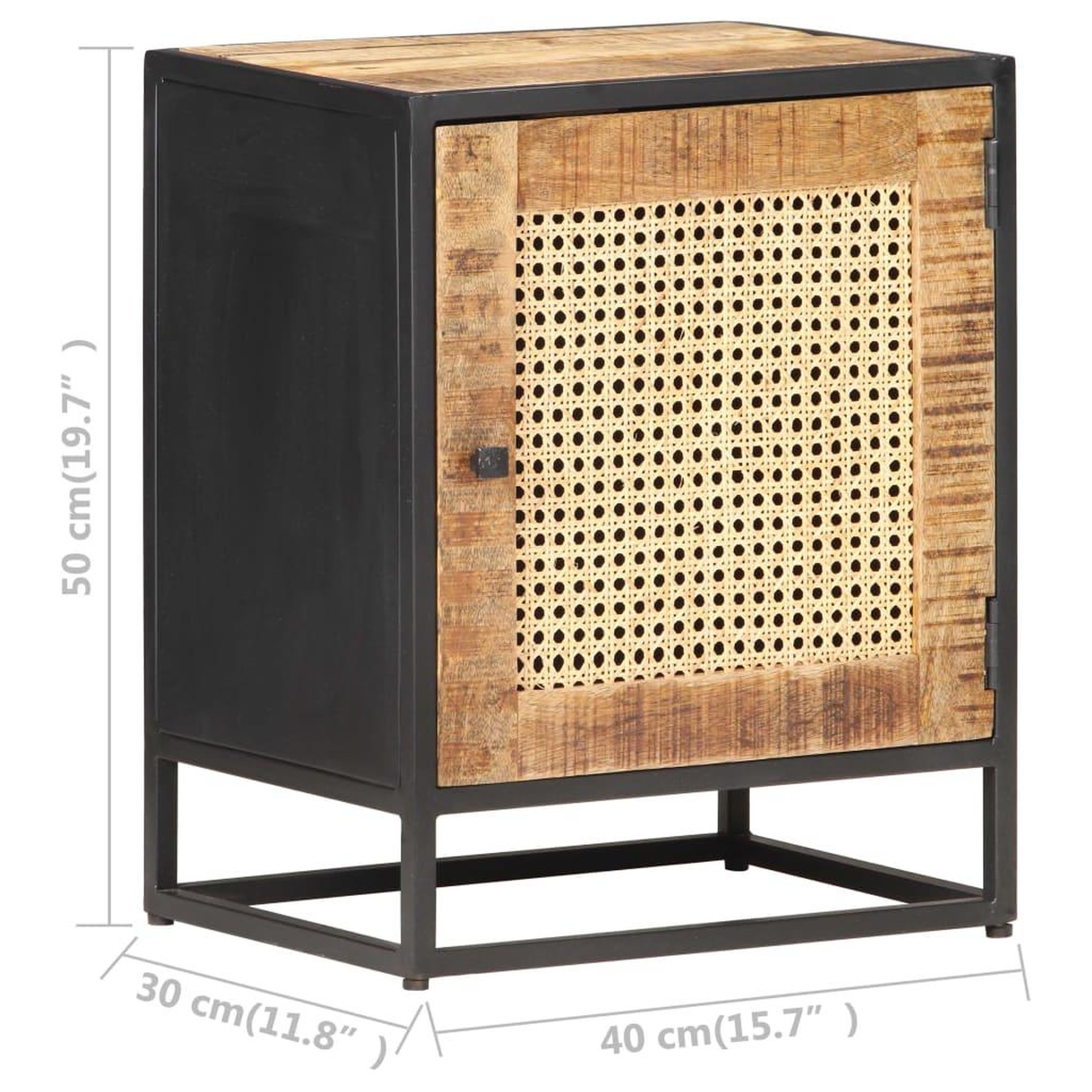 Voir la diapositive 6 : VIDAXL Table de chevet 40x30x50 cm bois de manguier et canne naturelle