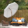Voir la diapositive 2 : OUTSUNNY Parasol inclinable de jardin Ø 213 cm style vintage franges bleu blanc