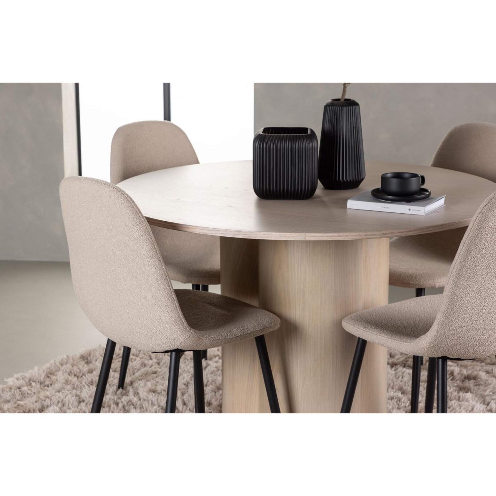 Voir la diapositive 4 : Paris Prix Ensemble table à manger & 4 chaises  olivia & polar  110cm naturel & beige