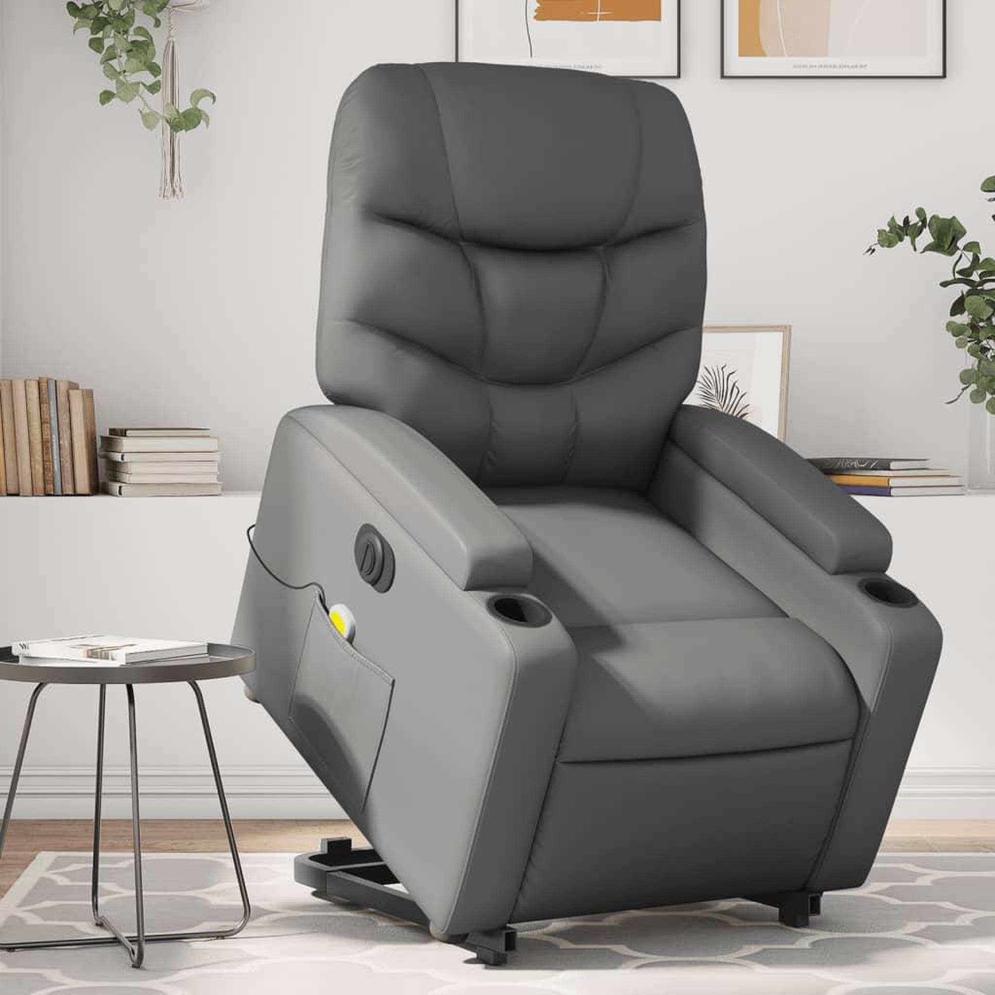 VIDAXL Fauteuil inclinable de massage electrique gris similicuir