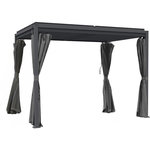 Habitat et Jardin Pergola bioclimatique avec rideau et moustiquaire  Howard  - 3 x 4 m - Gris