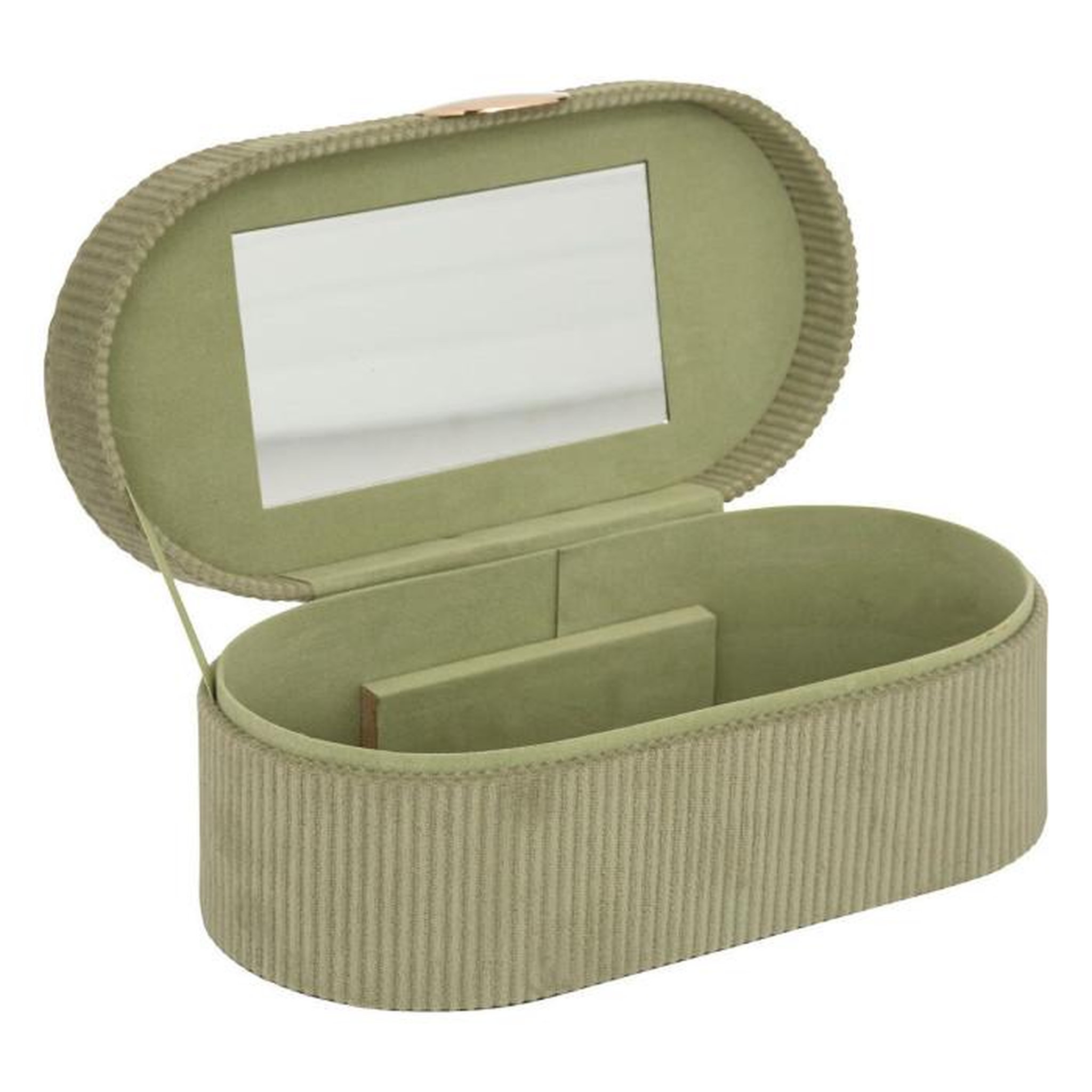 Voir la diapositive 3 : ATMOSPHERA Boîte à Bijoux en Velours  Enya  25cm Vert Kaki
