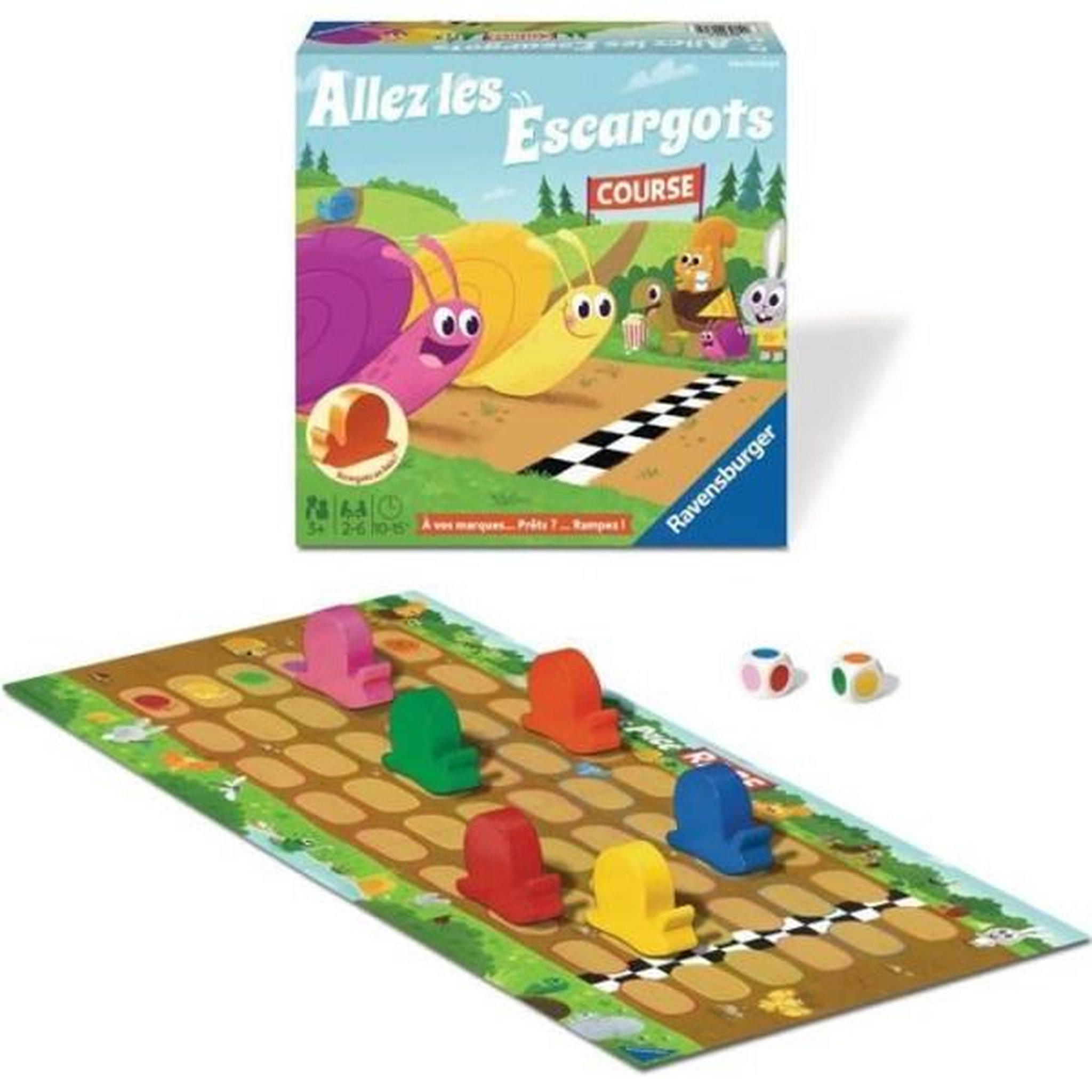 RAVENSBURGER Allez les escargots - Ravensburger - Jeu de société enfants - Jeu de parcours - 2 a 6 joueurs - Des 3 ans