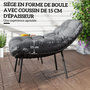 Voir la diapositive 6 : OUTSUNNY Salon de jardin 2 places 3 pièces style cosy épais coussins capitonnés 15 cm acier résine gris