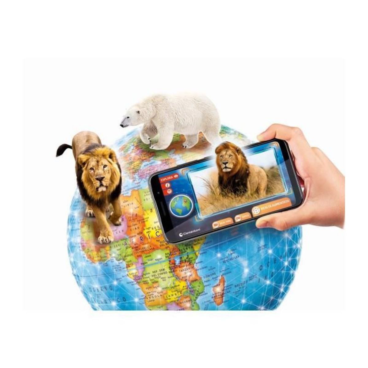 CLEMENTONI CLEMENTONI - Exploraglobe - Voyage en temps réel - 3 modes de jeu et 28 activités - Stylo Bluetooth