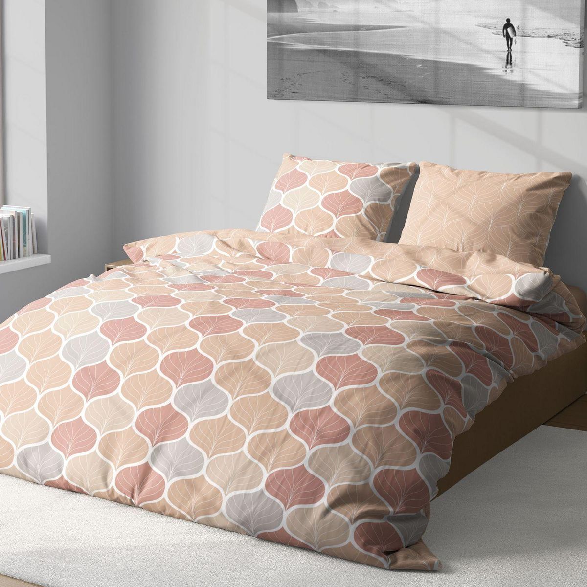 COTE DECO Parure de lit Alameda - Microfibre 72 g/m² - 220 x 240 cm - Nude