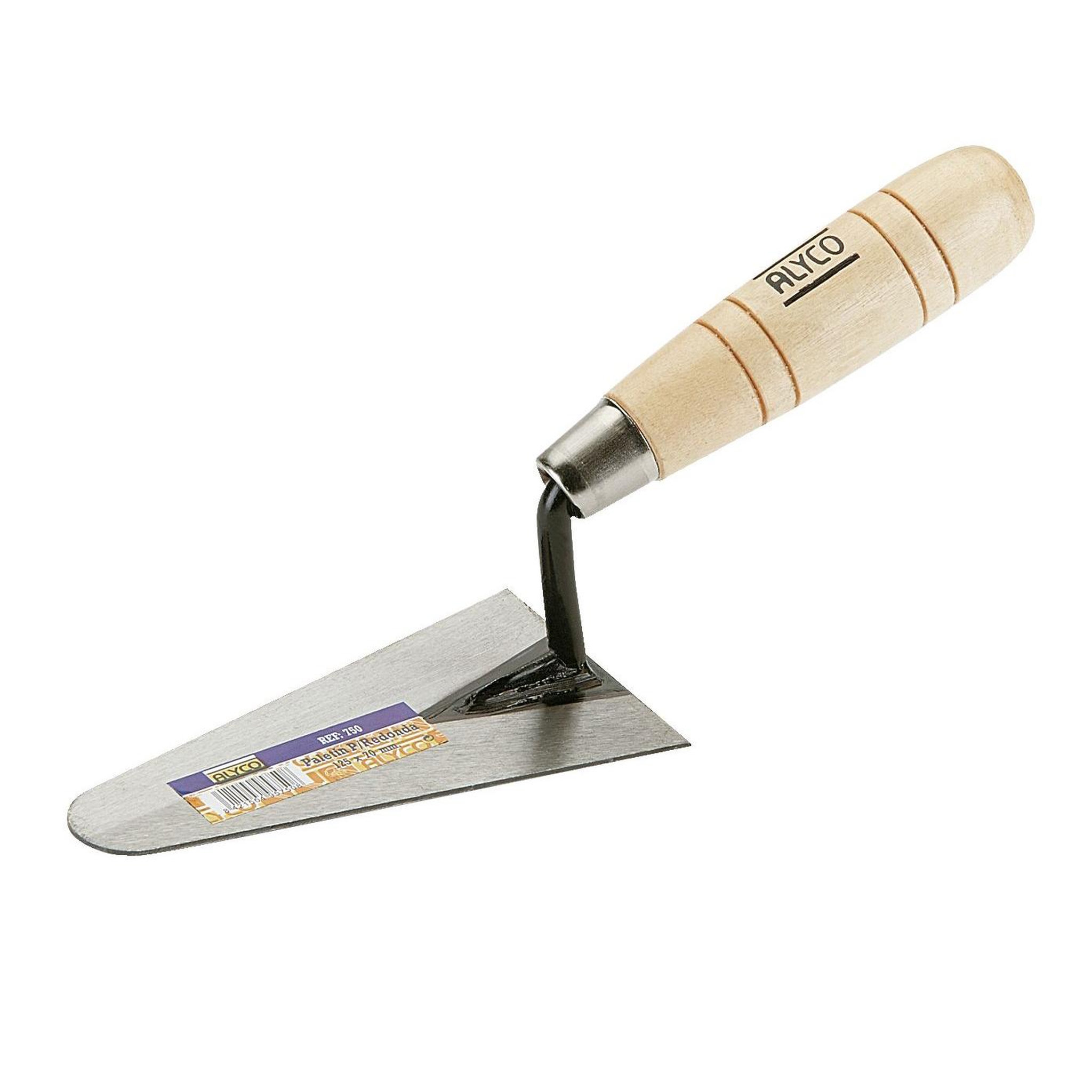 Voir la diapositive 1 : ALYCO Truelle pointe ronde manche en bois  125 x 70 mm