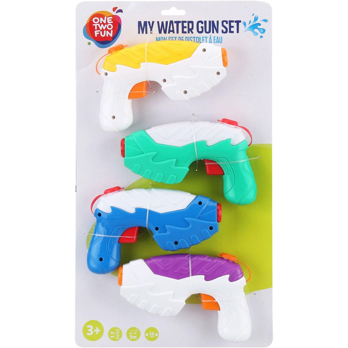 One Two Fun Set de 4 pistolets à eau 16 cm