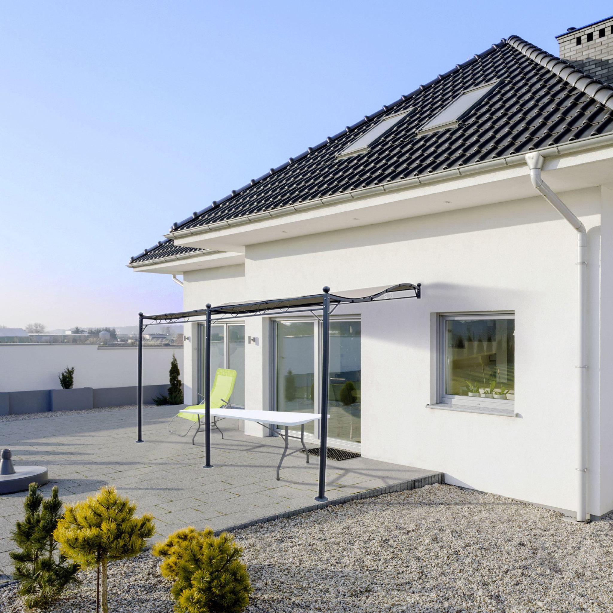 Voir la diapositive 2 : WERKAPRO Pergola murale en acier époxy  3 x 4 m  WERKA PRO