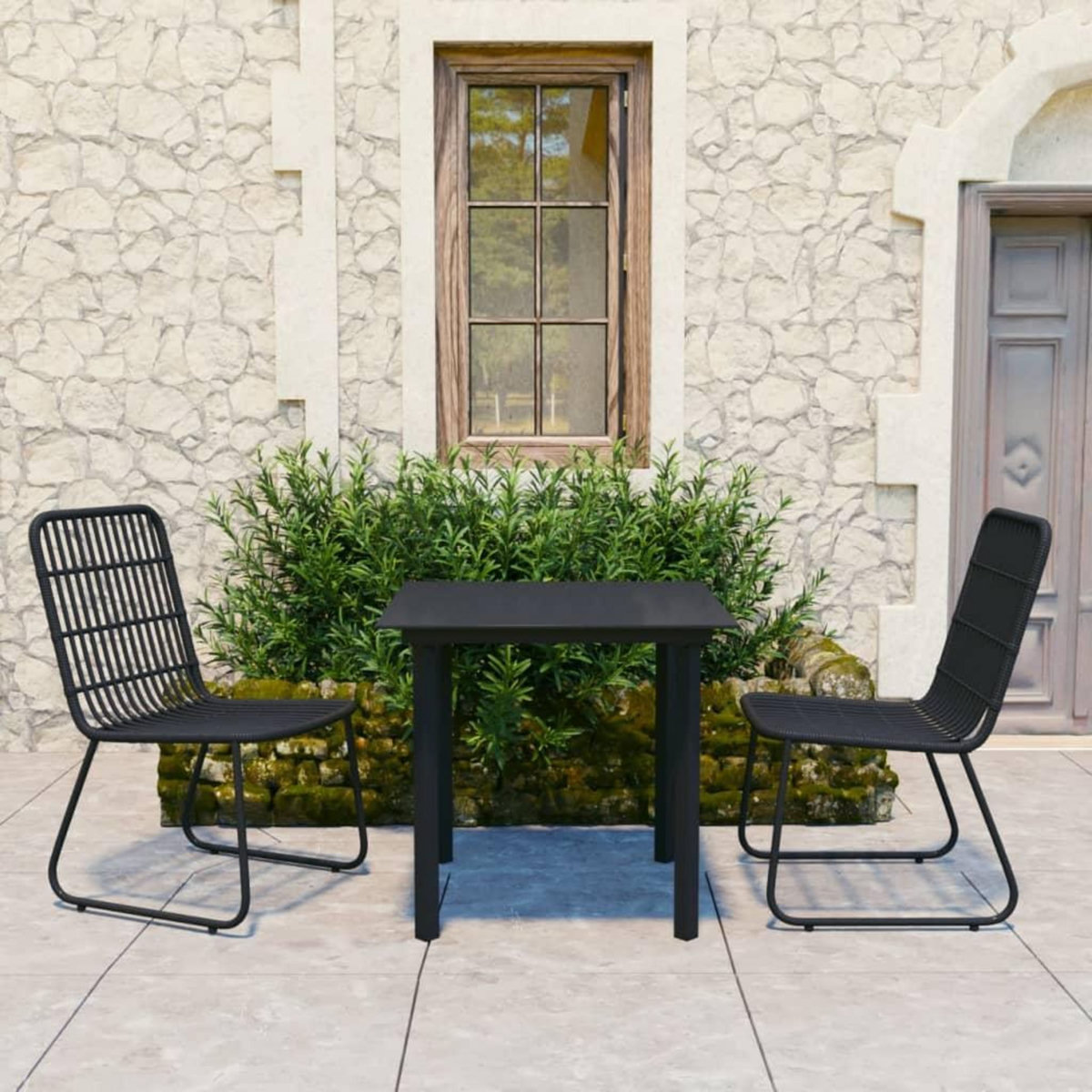 VIDAXL Ensemble a manger d'exterieur 3 pcs resine tressee et verre