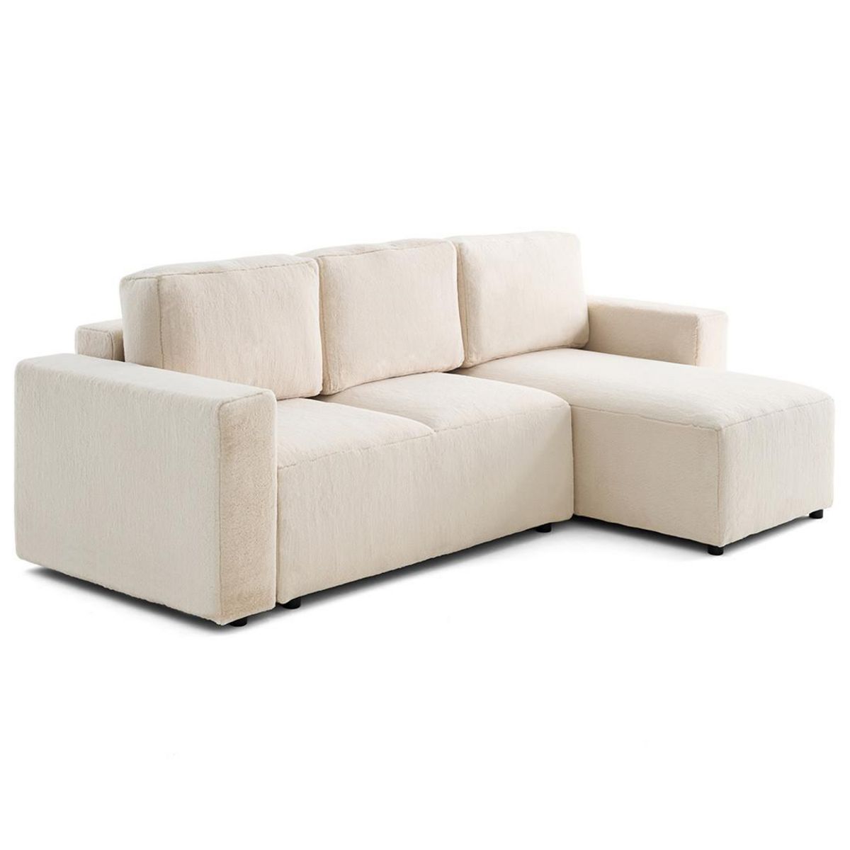 LISA DESIGN Livy - canapé d'angle réversible 4 places convertible avec coffre en fausse fourrure