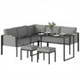 Voir la diapositive 5 : OUTSUNNY Salon de jardin d'angle design 7 places avec table à manger 2 repose-pieds