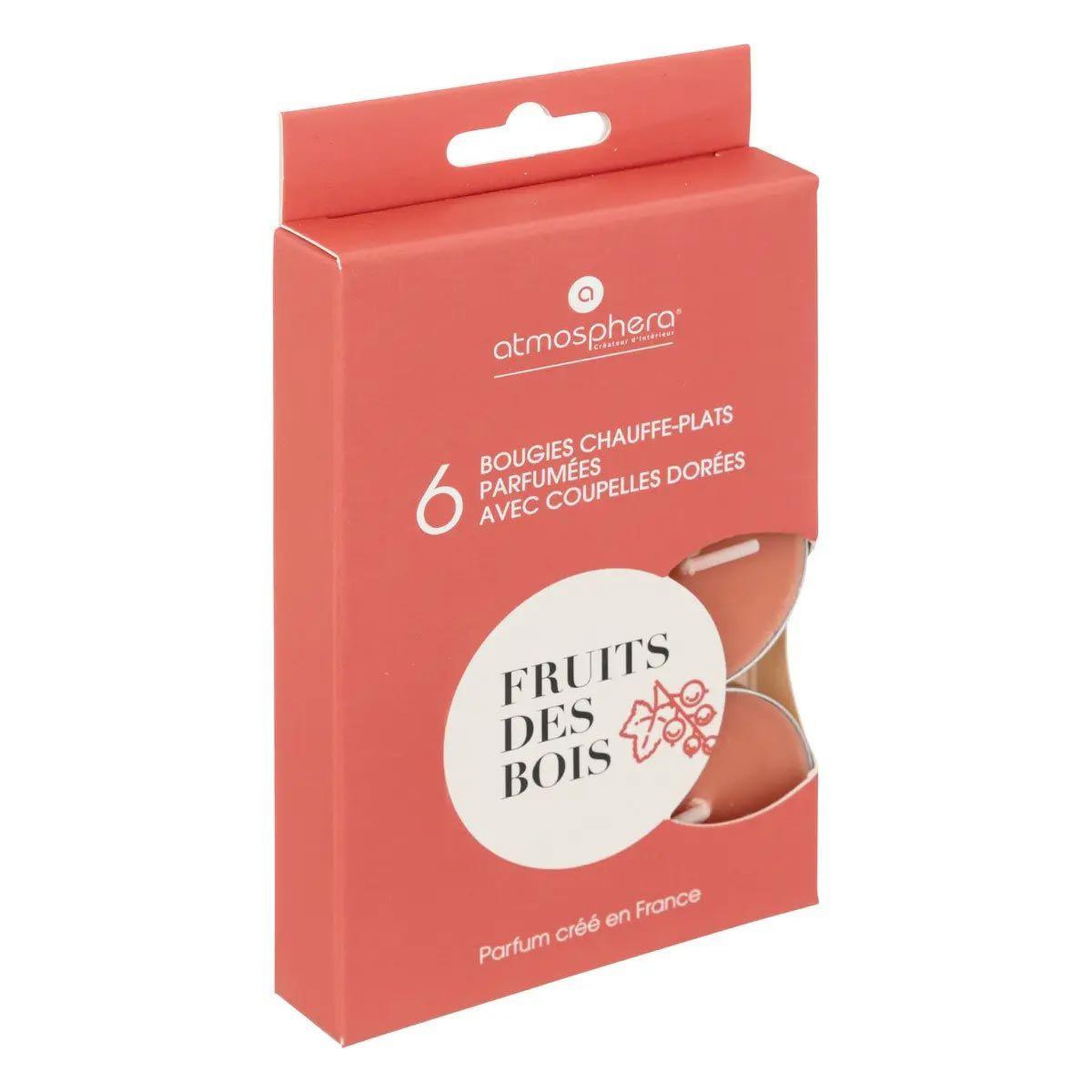 Voir la diapositive 3 : ATMOSPHERA Lot de 6 bougies chauffe-plat parfumées  izor  3,7cm fruit des bois
