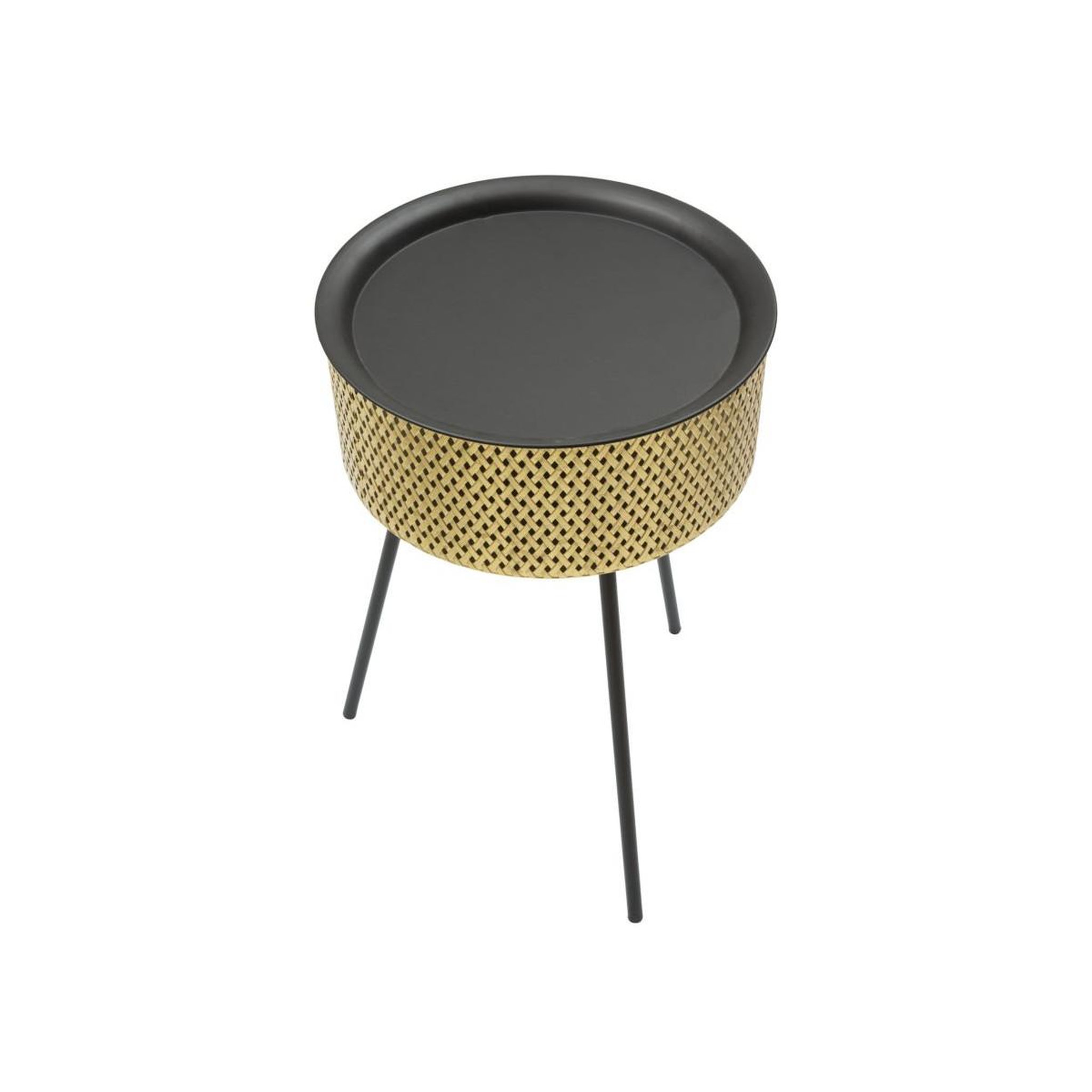Voir la diapositive 2 : Paris Prix Table d'appoint avec rangement  glovy  65cm or & noir