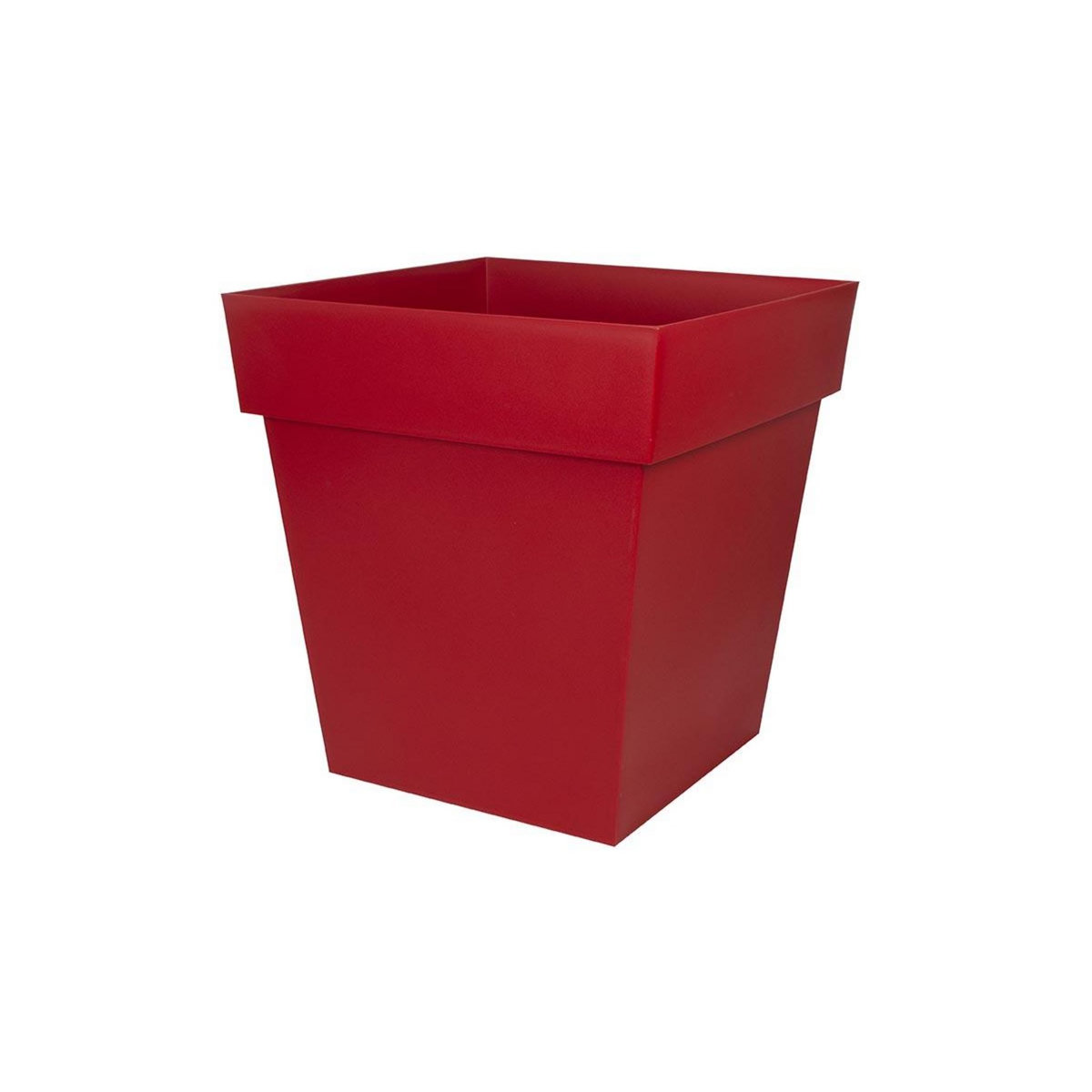 Eda Pot de fleur carré Toscane 49,5 x H.52,5 cm - Rouge rubis - Eda