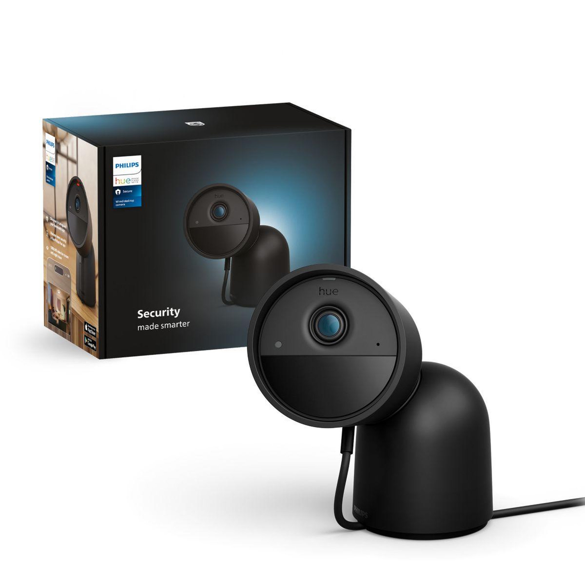 Voir la diapositive 2 : PHILIPS HUE Caméra de surveillance secure avec support bureau noire